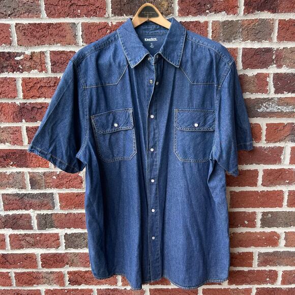 King Size Mens Denim Snap Down Shirt Size XL - Picture 1 of 4